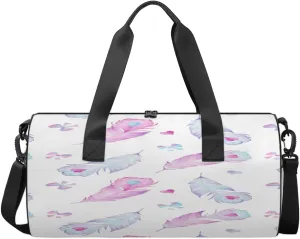 Watercolor Feather Travel Duffel Bag Watercolor Feather Pattern Sports Gym Bag Men Women Sports Travel Luggage Bag 17.6”×9”×9 “ Duffel Bag Weekend Overnight Gym Bag Nvenient For Carrying