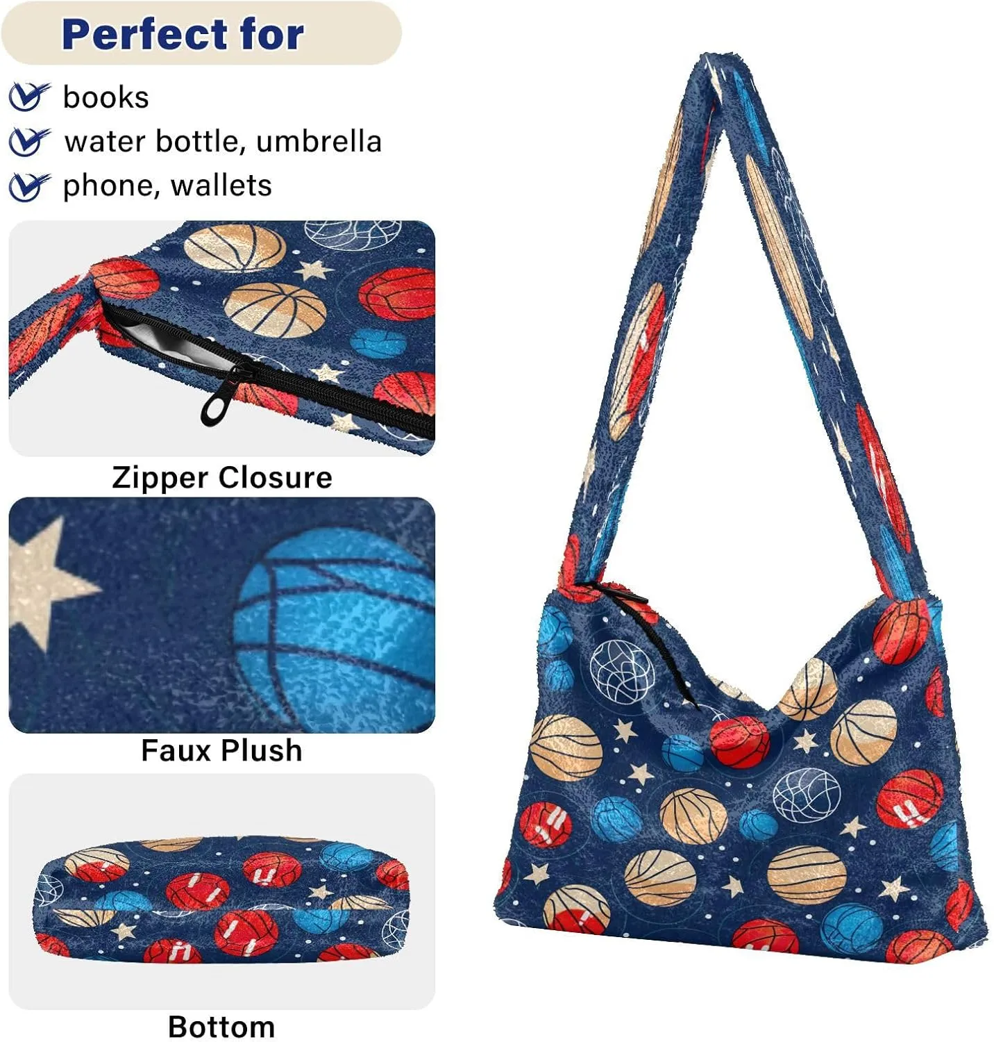 Watercolor with Cactus and Flowers Women Shoulder Bags, Tote Shoulder Bag with Zipper for Women, Autumn Handbags
