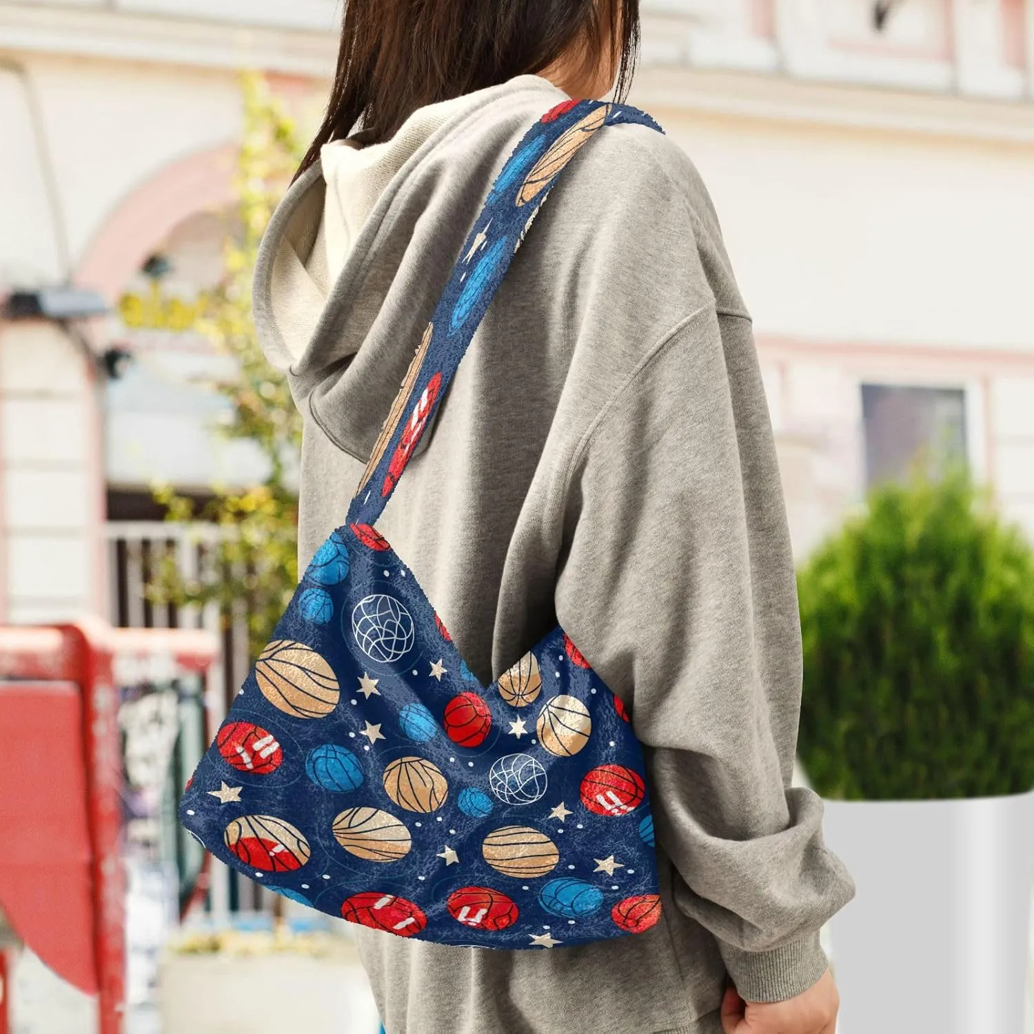 Watercolor with Cactus and Flowers Women Shoulder Bags, Tote Shoulder Bag with Zipper for Women, Autumn Handbags