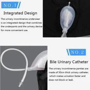 Wearable Reusable Urine Bag Incontinence Pants for Men, Urinary Leak Proof Silica Gel Urinal Catheter Urine Bag Holder Collection Bag,M