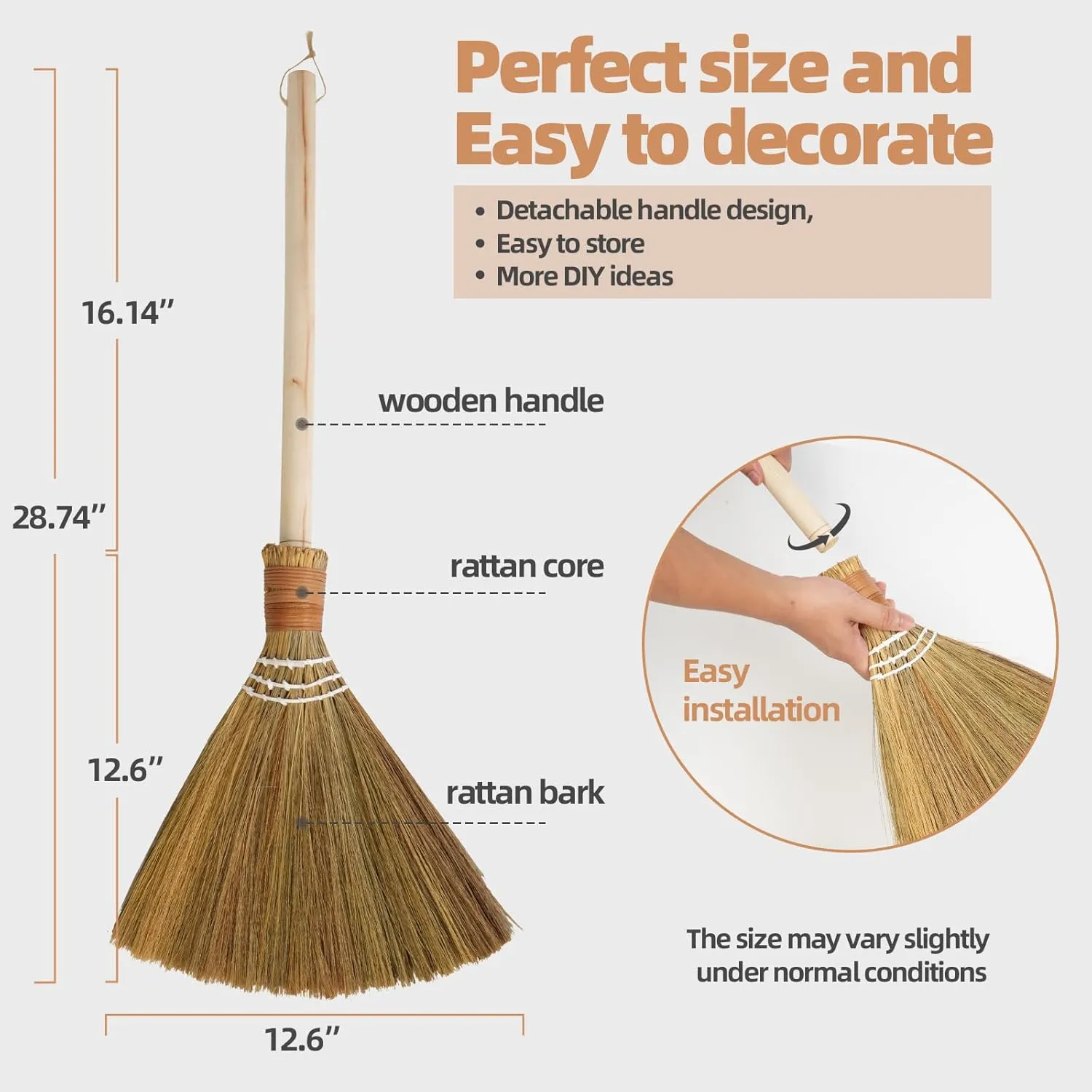 Wedding Broom for Jumping Ceremony, Decorative Broomstick DIY with Ribbons Artificial Roses & Sticky Pearl, African American Jumping The Broom for Wedding