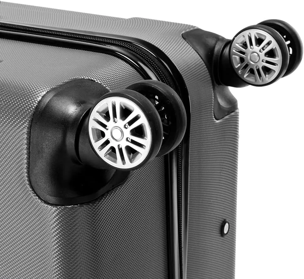 WEI WEI GLOBAL 3-Piece Luggage Sets - Suitcases with Double Silent Wheels - Travel Bag ABS Trolley Suitcase - Traveling Storage Suitcase Set (20", 24", & 28") - Dark Gray