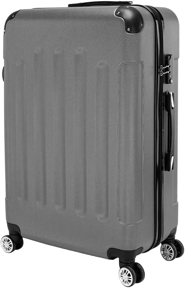 WEI WEI GLOBAL 3-Piece Luggage Sets - Suitcases with Double Silent Wheels - Travel Bag ABS Trolley Suitcase - Traveling Storage Suitcase Set (20", 24", & 28") - Dark Gray