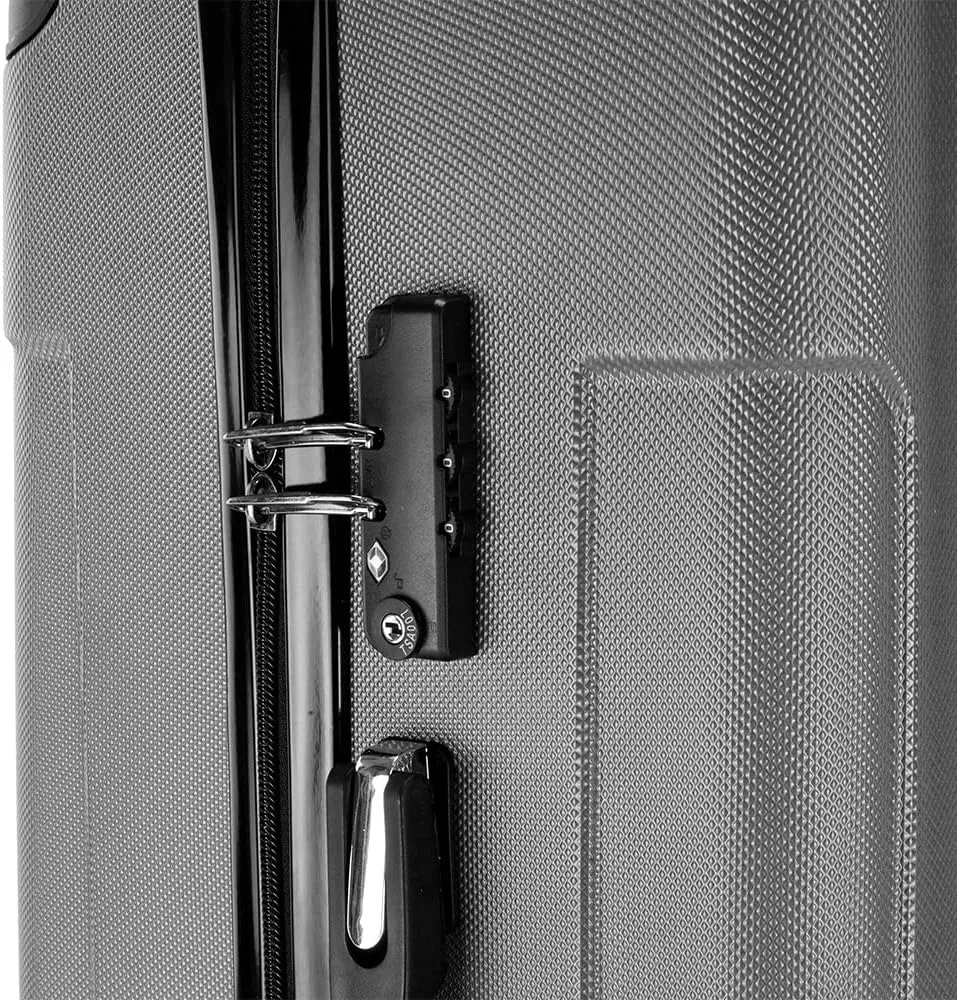 WEI WEI GLOBAL 3-Piece Luggage Sets - Suitcases with Double Silent Wheels - Travel Bag ABS Trolley Suitcase - Traveling Storage Suitcase Set (20", 24", & 28") - Dark Gray