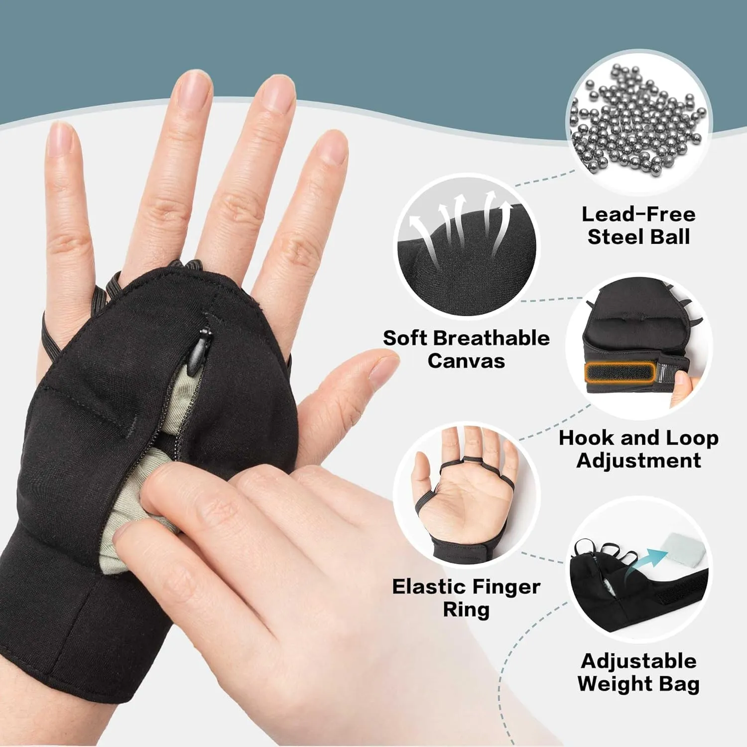 Weighted Gloves for Tremors-Adjustable Hand Gloves Stability Aid for Parkinson's Hand Tremors, Enhanced Grip & Writing Support for Elderly