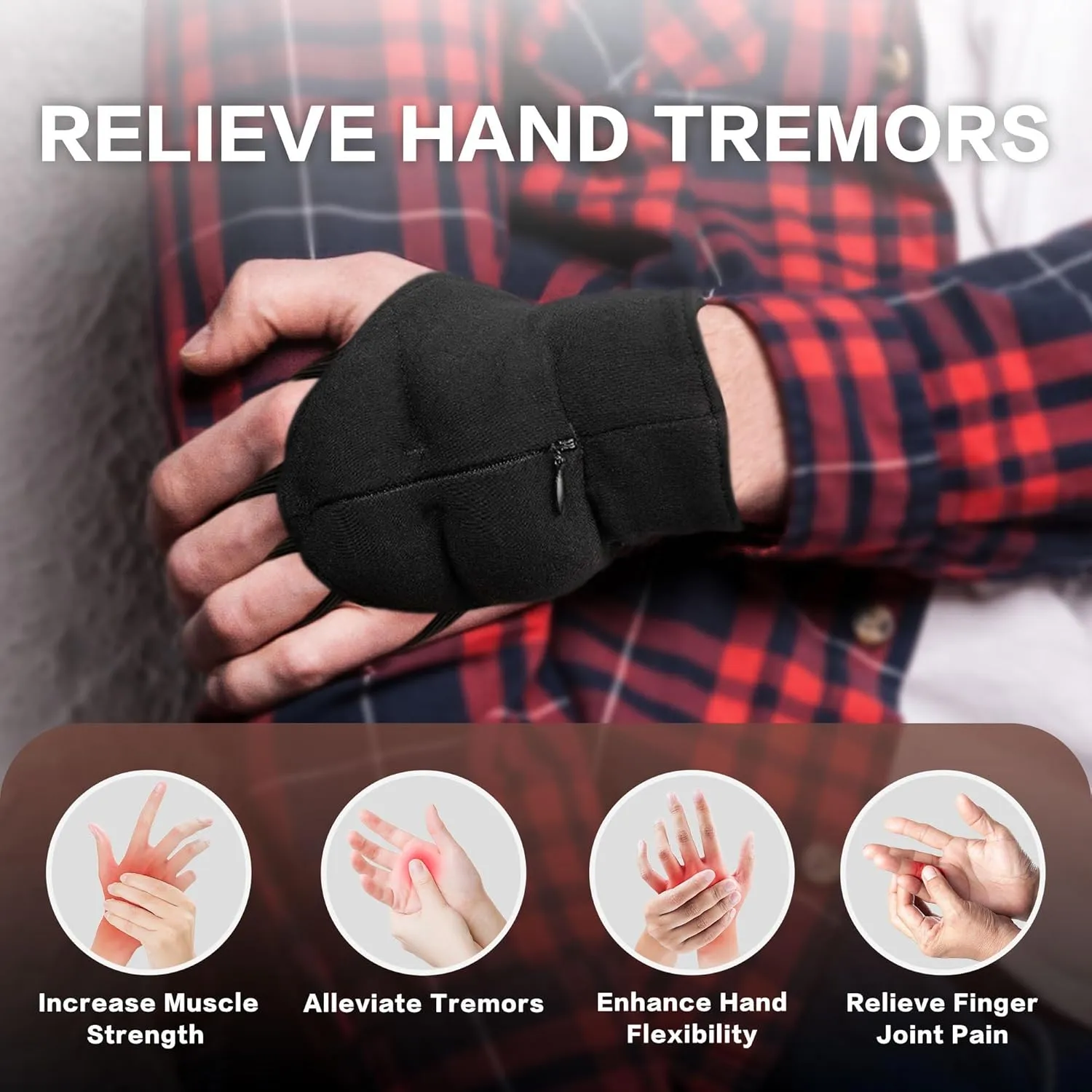 Weighted Gloves for Tremors-Adjustable Hand Gloves Stability Aid for Parkinson's Hand Tremors, Enhanced Grip & Writing Support for Elderly