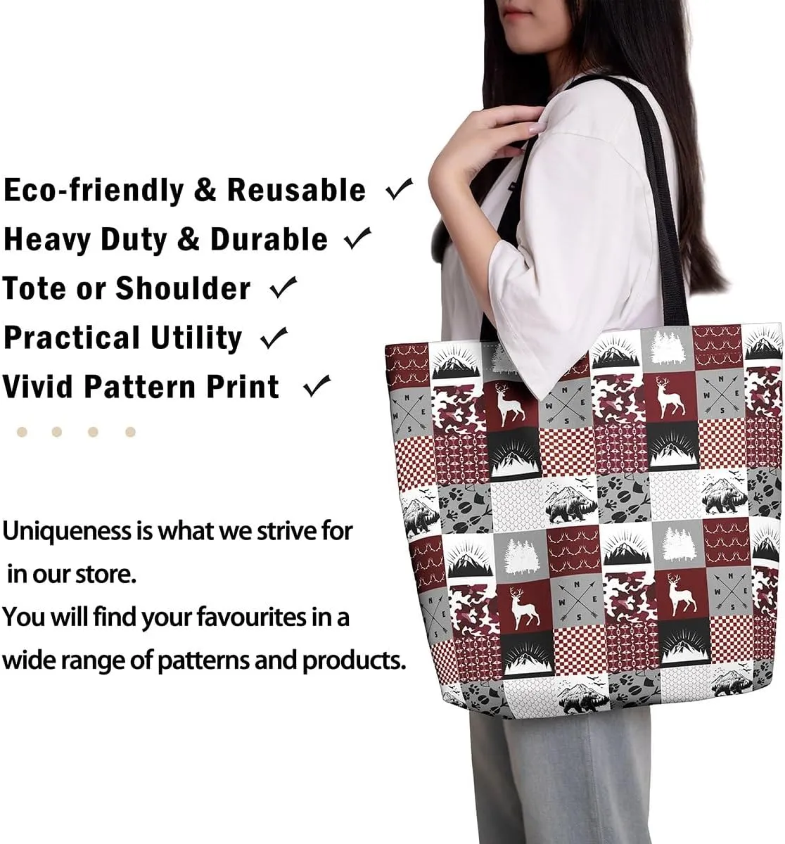 Western Canvas Tote Bag Gothic Bull Skull Beach Bag,Cowboy Hat Rustic Cowboy Boots Exotic Cow Horse Handbag