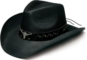Western Straw Cowboy and Cowgirl Hats with Decorative Bands - Unisex Wide Brim Raffia Style Sun Hat
