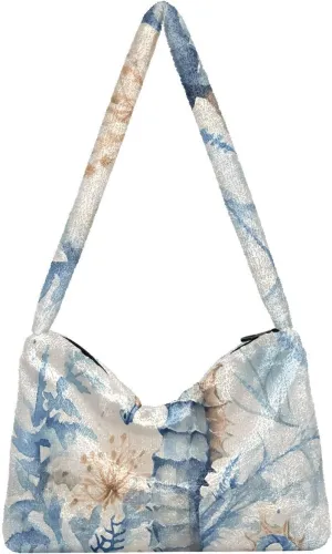 White Cute Dog Green Paper Womens Shoulder Handbags, Underarm Shoulder Bag, Book Totes for Women