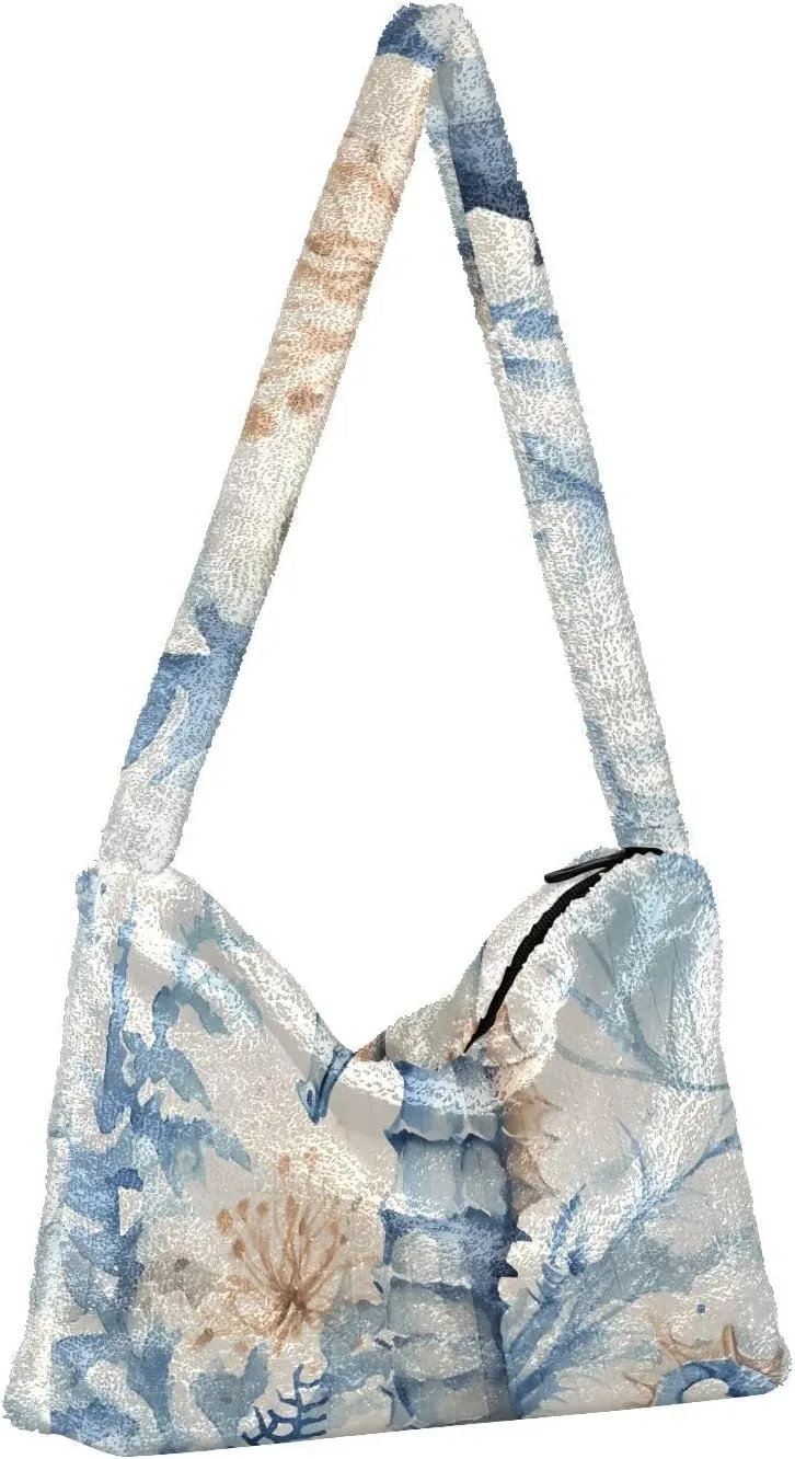 White Cute Dog Green Paper Womens Shoulder Handbags, Underarm Shoulder Bag, Book Totes for Women
