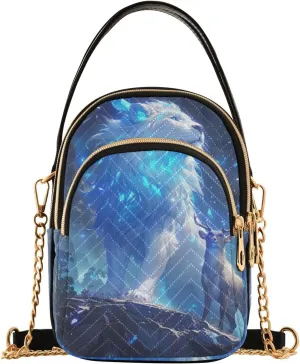White Exotic Male Lion trendy cross body purses for women with multi pockets womens handbags birthday gifts for women