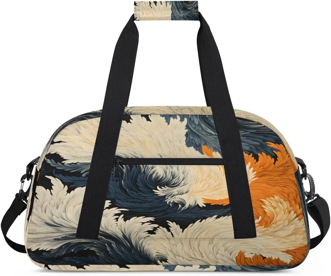 White Feather Kids Overnighter Duffel Bags for Boys, Carry-On Size Sports Gym Bag with Front Zipper Pocket for School Practice or Overnight Travel Weekender Sleepover Tote Bag