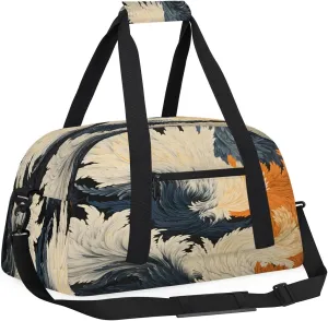 White Feather Kids Overnighter Duffel Bags for Boys, Carry-On Size Sports Gym Bag with Front Zipper Pocket for School Practice or Overnight Travel Weekender Sleepover Tote Bag