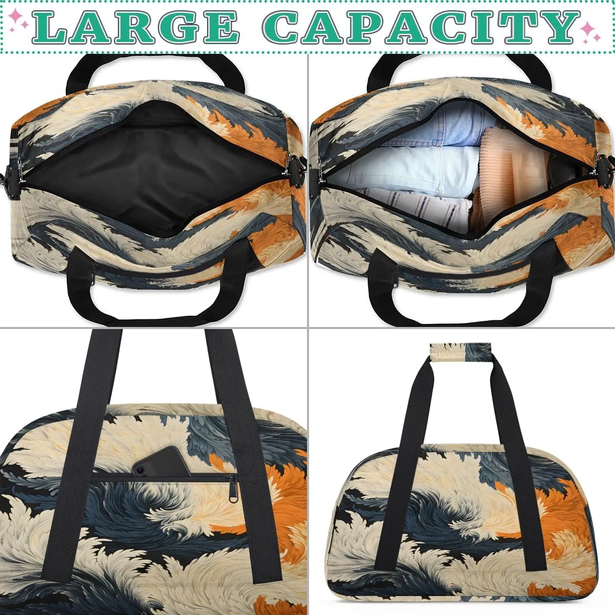 White Feather Kids Overnighter Duffel Bags for Boys, Carry-On Size Sports Gym Bag with Front Zipper Pocket for School Practice or Overnight Travel Weekender Sleepover Tote Bag
