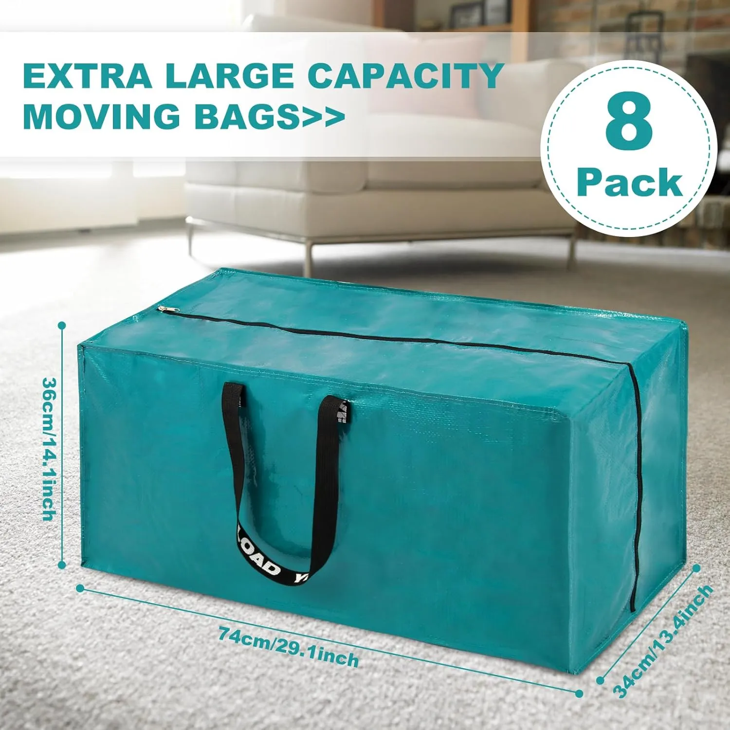 White Moving Bags - 20 Pack Extra Large Heavy Duty Storage Bags With Zipper & Reinforce Handles | 29x14x13 Inch Moving Tote Bags Bulk For Clothing, Shoes, Travel
