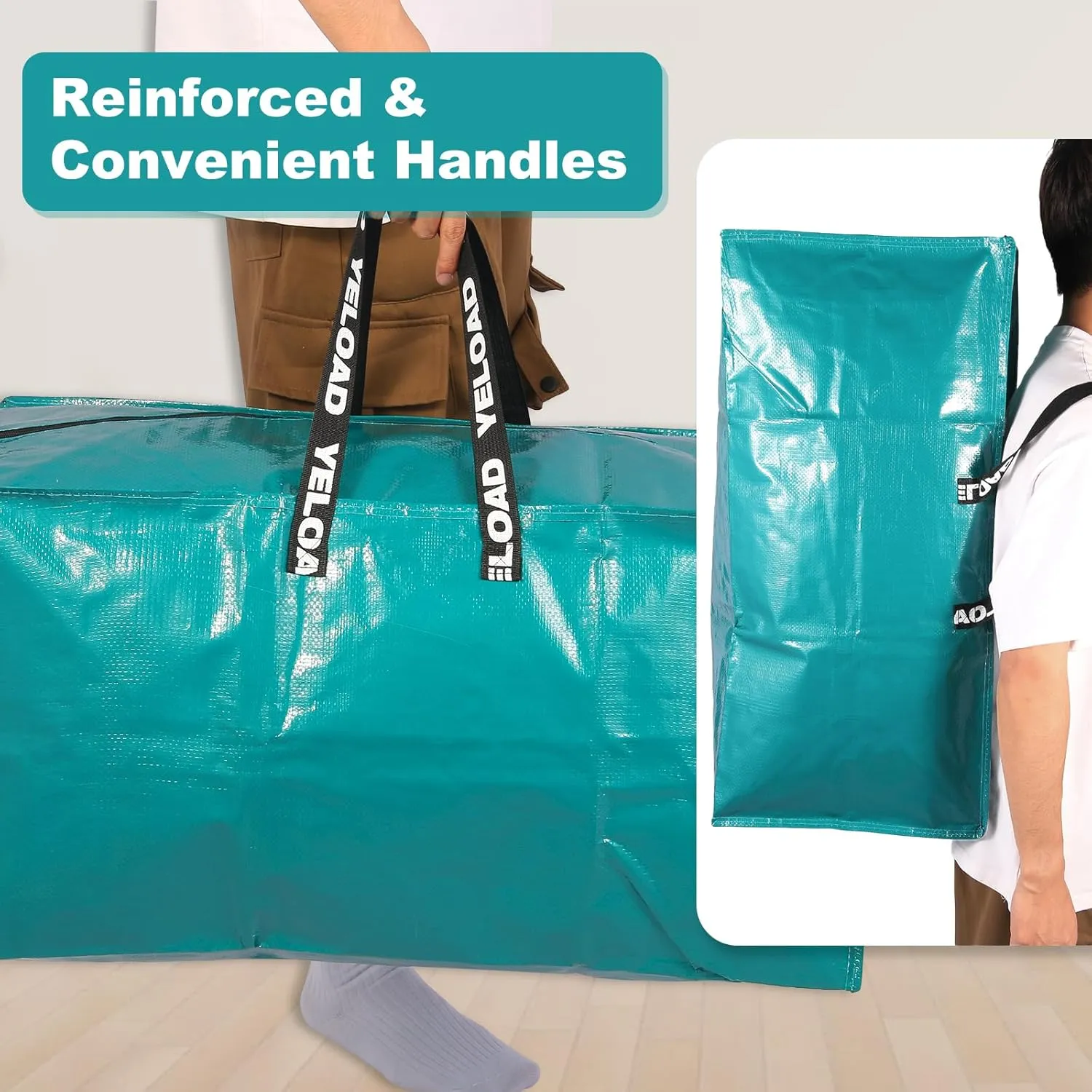 White Moving Bags - 20 Pack Extra Large Heavy Duty Storage Bags With Zipper & Reinforce Handles | 29x14x13 Inch Moving Tote Bags Bulk For Clothing, Shoes, Travel