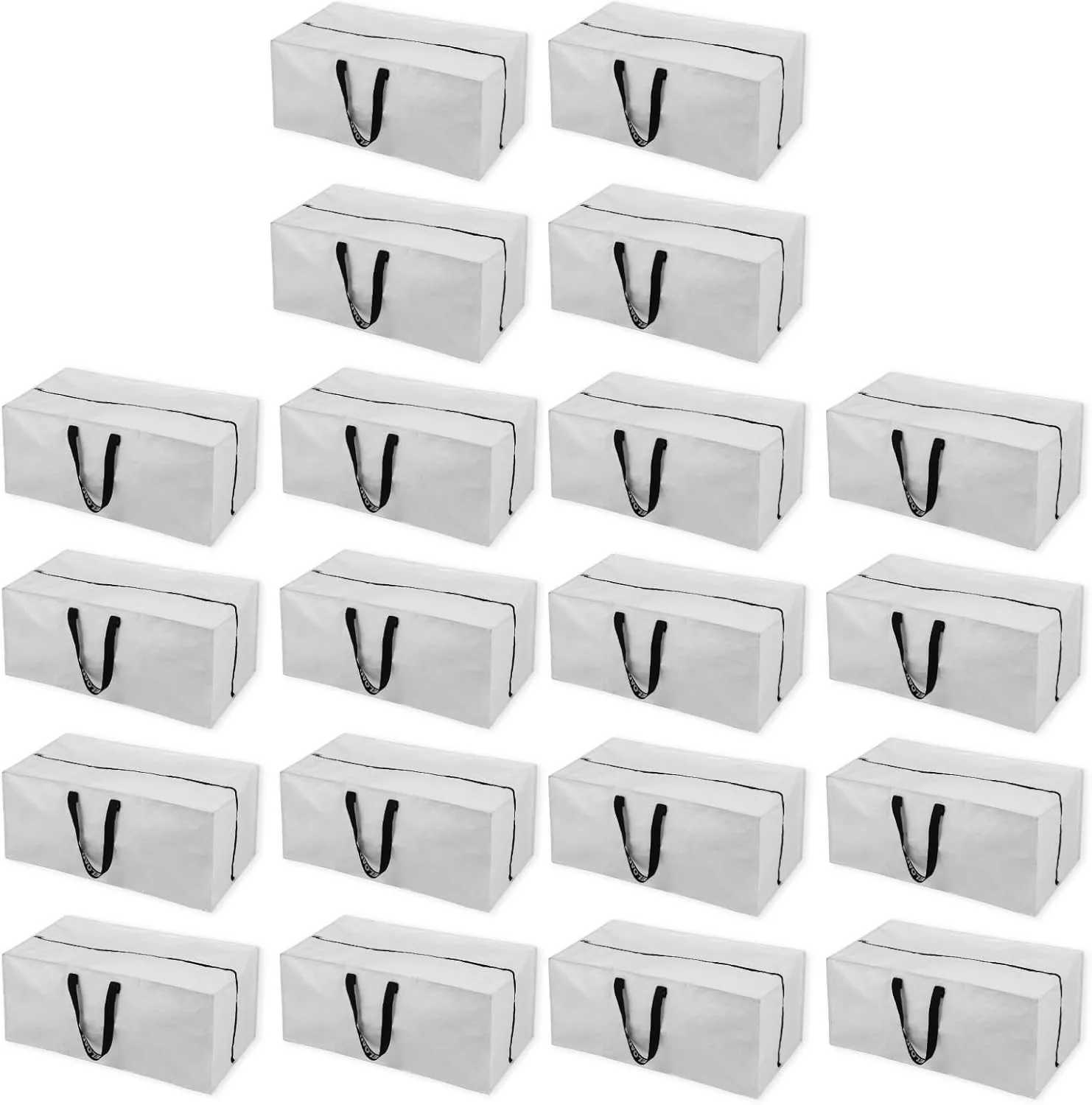 White Moving Bags - 20 Pack Extra Large Heavy Duty Storage Bags With Zipper & Reinforce Handles | 29x14x13 Inch Moving Tote Bags Bulk For Clothing, Shoes, Travel