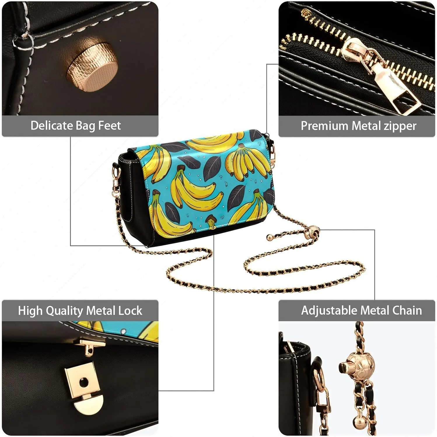 Wildflowers Watercolor Medium Leather Shoulder Bag, Shoulder Bag for Women Leather