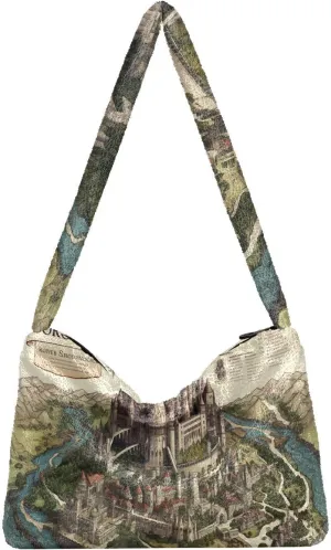 Winter Christmas Forest Deer Plush Shoulder Bag, Book Bags for Women, Autumn Handbags