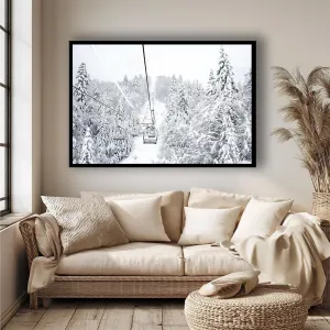 Winter Holiday Landscape Jigsaw Puzzle for Adults 1000 Piece Mountain Ski Lift Snow Trees Forest Cabin Puzzle Home Decor Wooden Challenging Educational Games or Toys Children's Gift