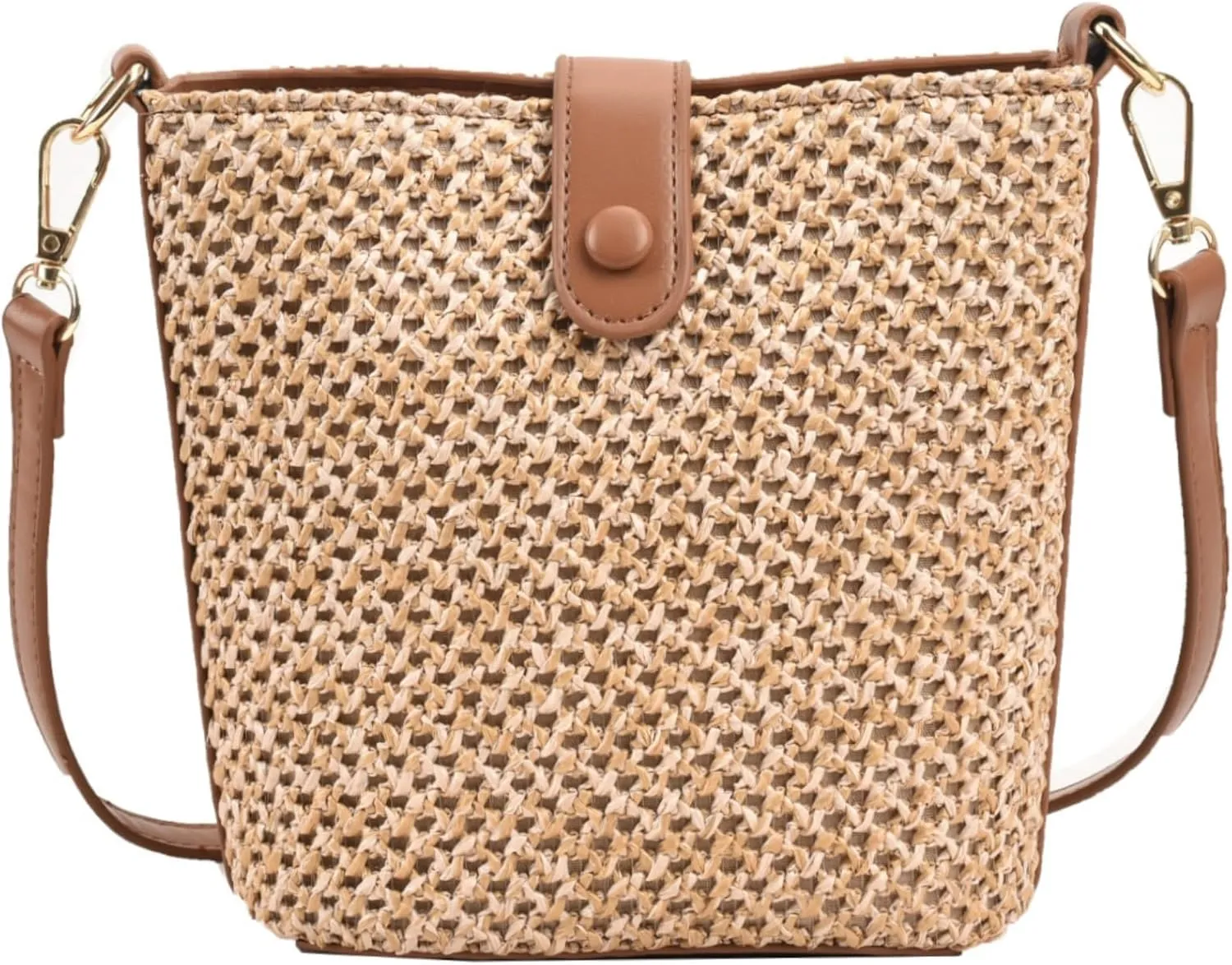 Women 2025 Summer Purse Straw Woven Cross Body Bucket Bag Trendy Shoulder Handbag Casual Tote Travel Beach