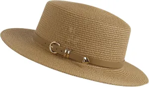 Women Beach Straw Sun Hat Flat Topped Straw hat Summer Beach Hat for Men Women for Party Travel