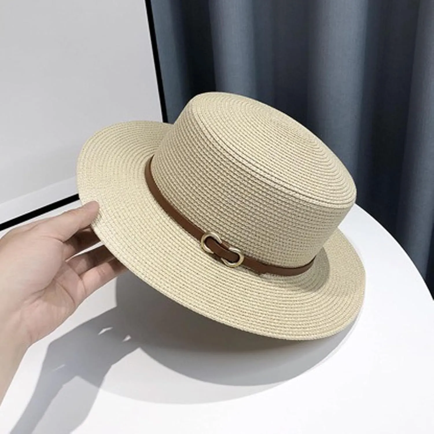 Women Beach Straw Sun Hat Flat Topped Straw hat Summer Beach Hat for Men Women for Party Travel