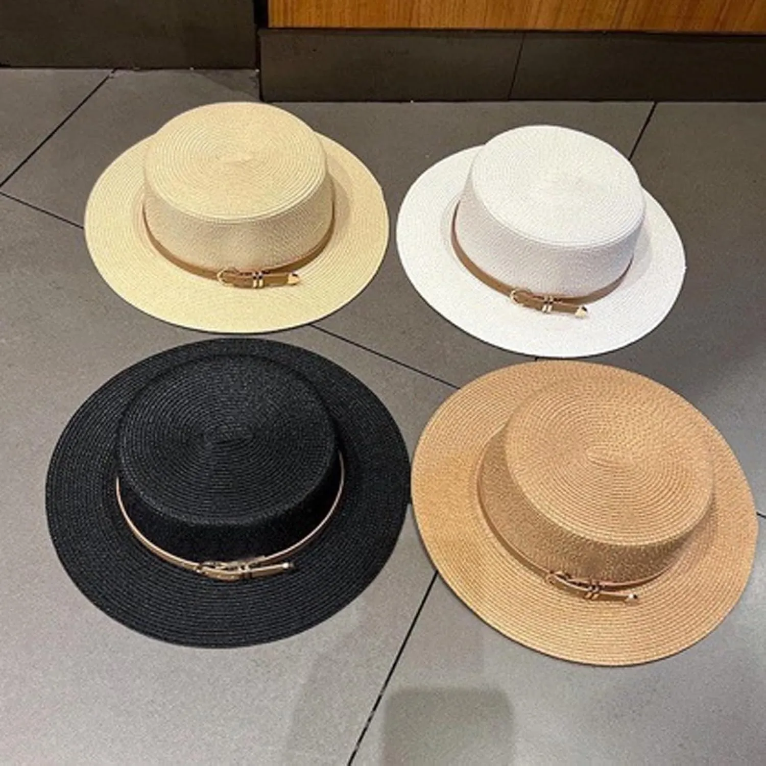 Women Beach Straw Sun Hat Flat Topped Straw hat Summer Beach Hat for Men Women for Party Travel