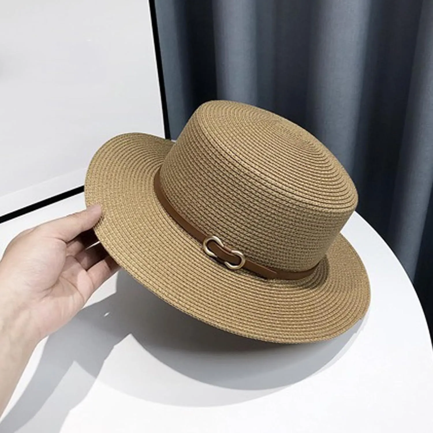 Women Beach Straw Sun Hat Flat Topped Straw hat Summer Beach Hat for Men Women for Party Travel