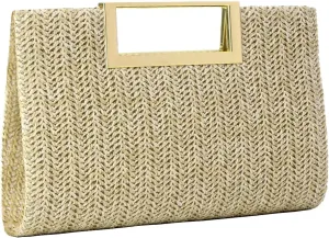 Women Clutch Top Handbags Straw Raffia Bag Purse Woven Tote CrossBag for Women Beach Summer Travel