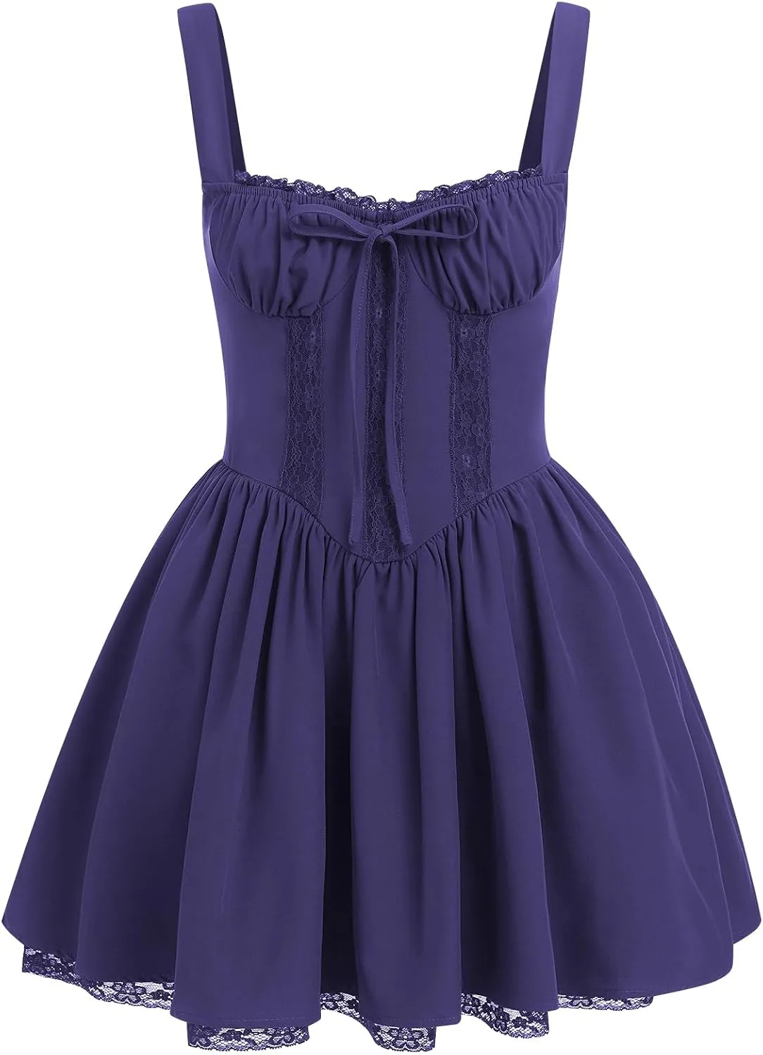 Women Corset Dress Floral Mini Dress Sexy Spaghetti Straps Low Cut Lace Short Dress Ruffle Summer Bustier Sundress