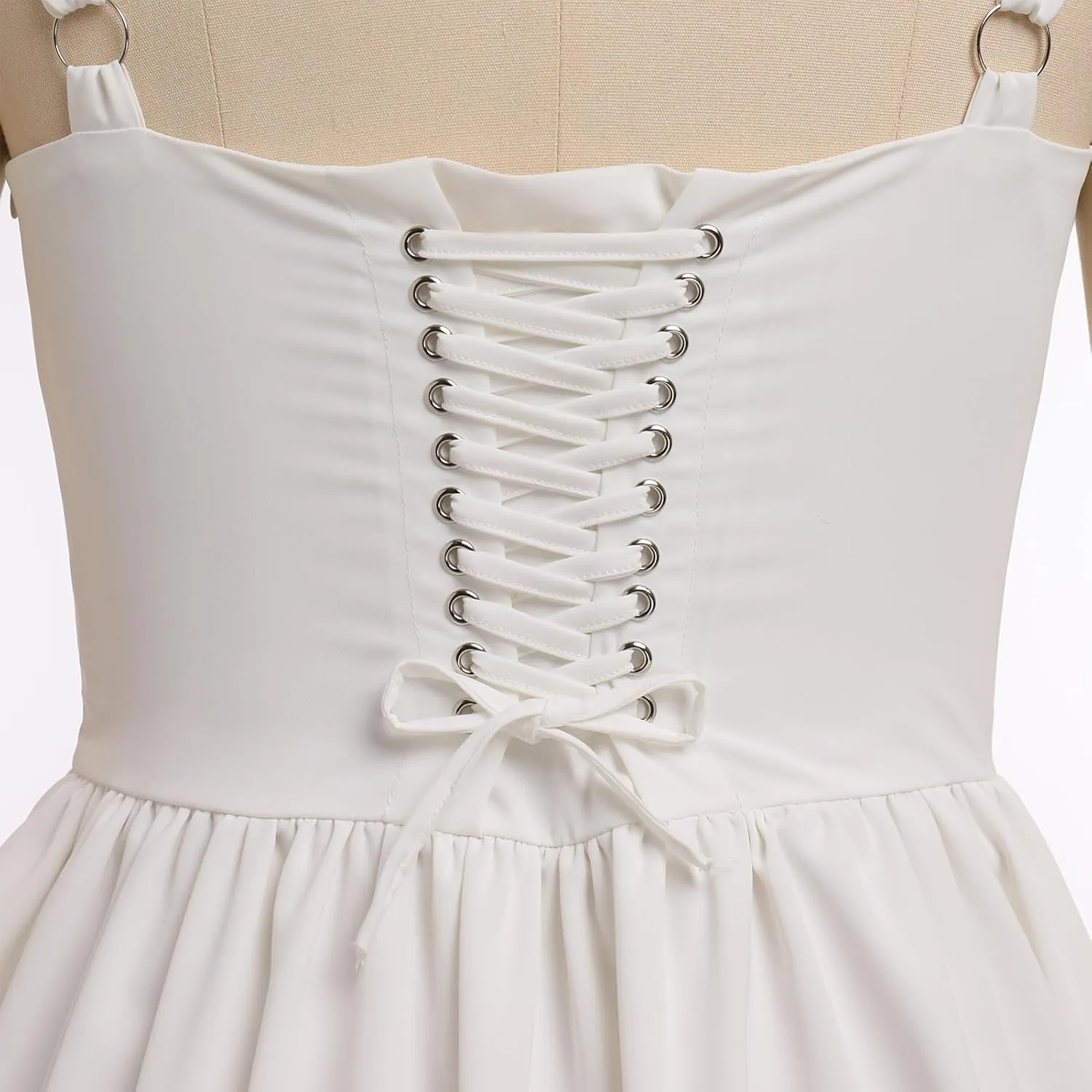 Women Corset Dress Floral Mini Dress Sexy Spaghetti Straps Low Cut Lace Short Dress Ruffle Summer Bustier Sundress
