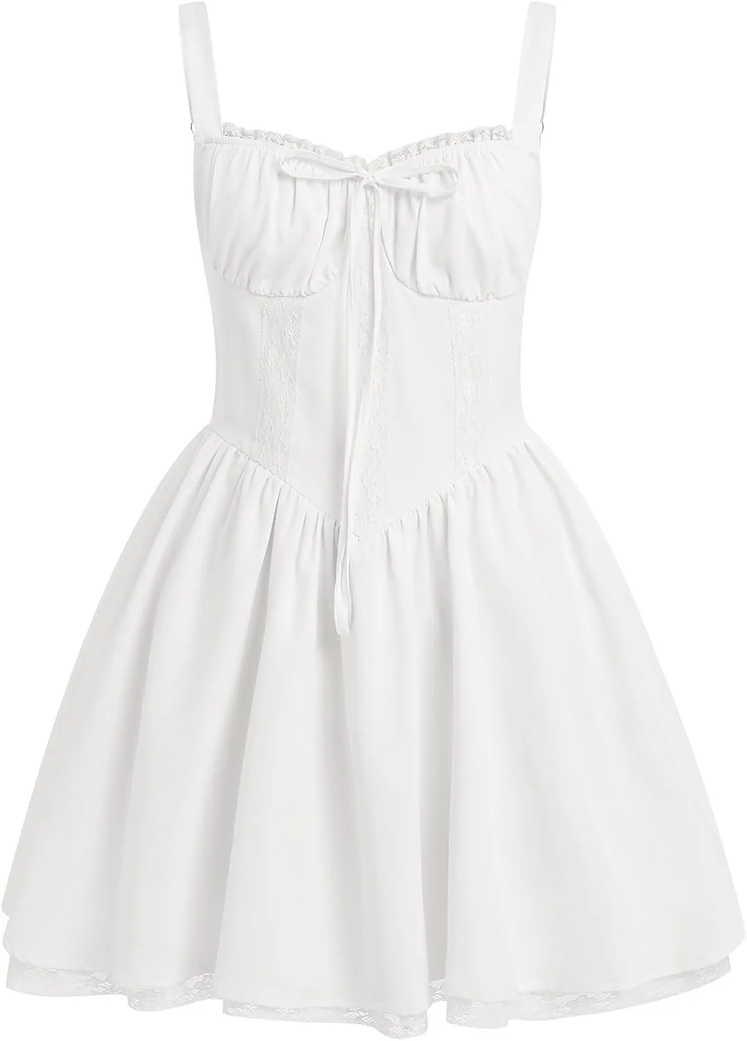 Women Corset Dress Floral Mini Dress Sexy Spaghetti Straps Low Cut Lace Short Dress Ruffle Summer Bustier Sundress