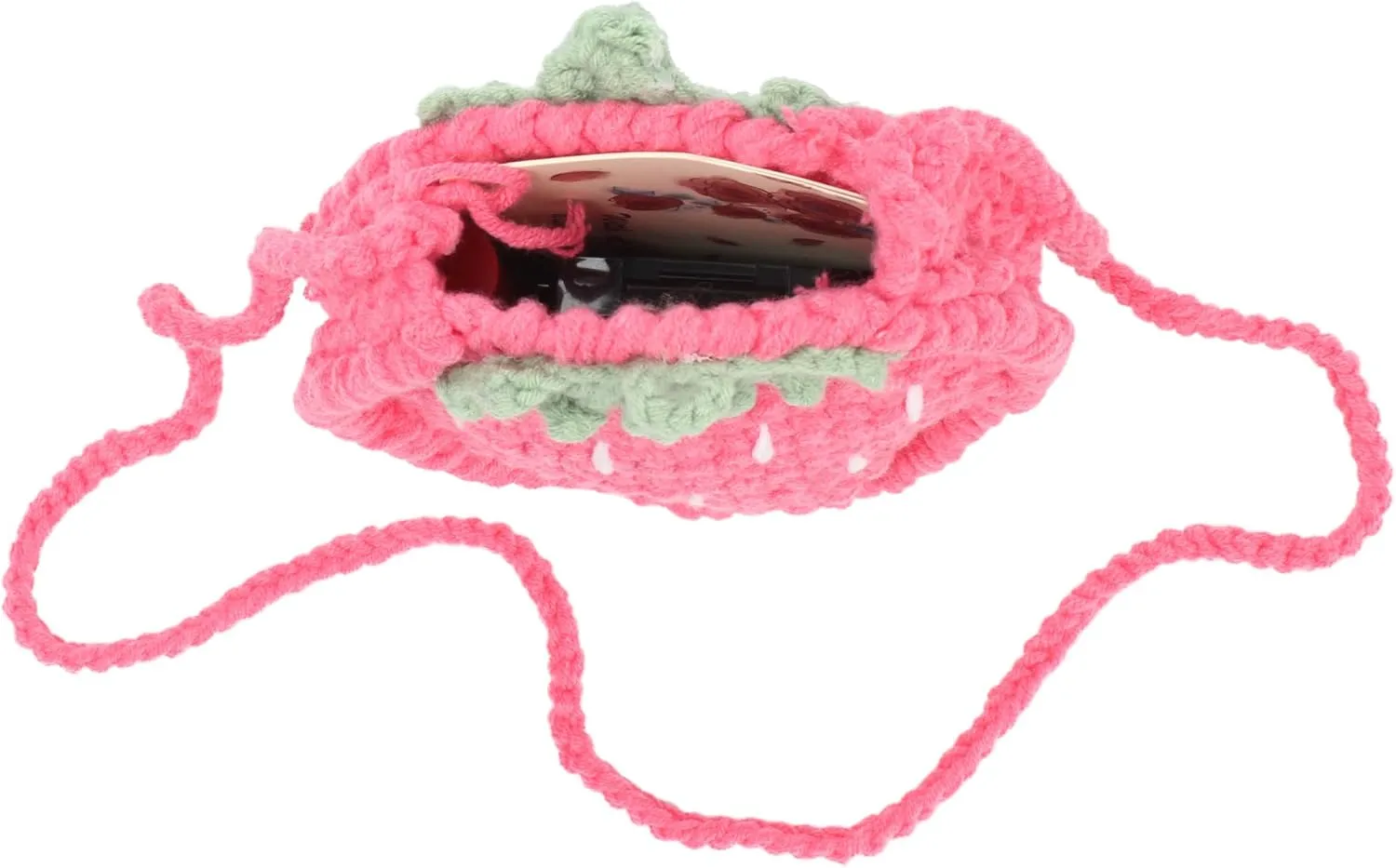 Women Girls Mini Fruit Knitting yarn Crochet Crossbody Shoulder Bag Coin Purse