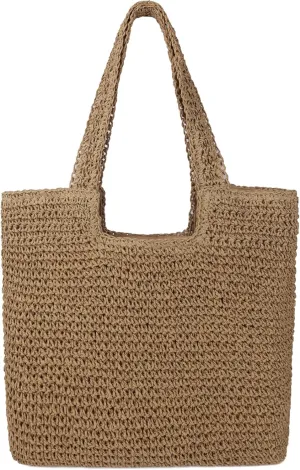 Women Large Straw Beach Bag Handmade Woven Shoulder Bags Hobo Tote Handbag Purse for Summer