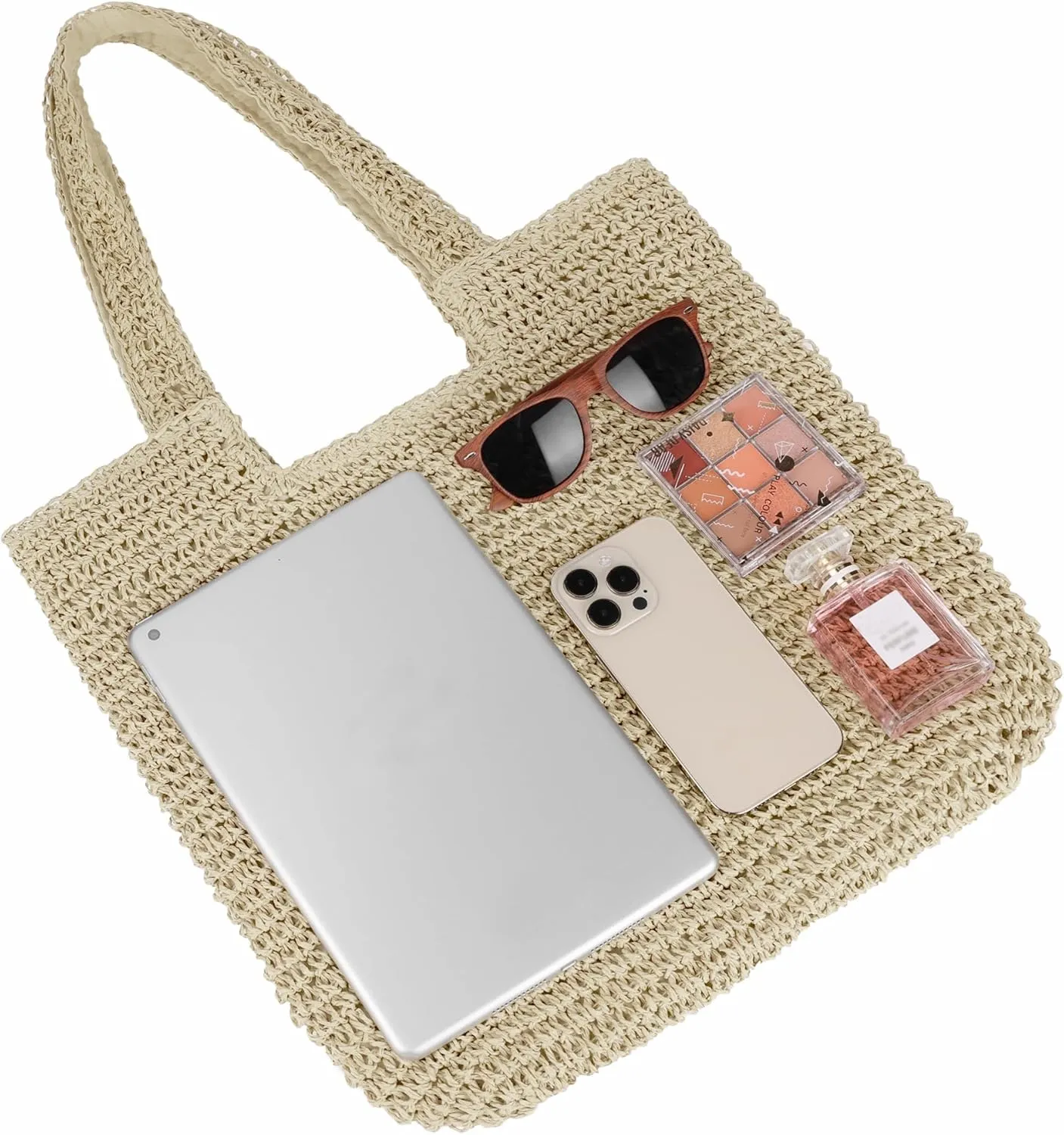Women Large Straw Beach Bag Handmade Woven Shoulder Bags Hobo Tote Handbag Purse for Summer