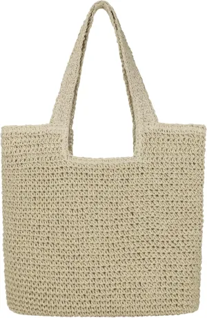 Women Large Straw Beach Bag Handmade Woven Shoulder Bags Hobo Tote Handbag Purse for Summer