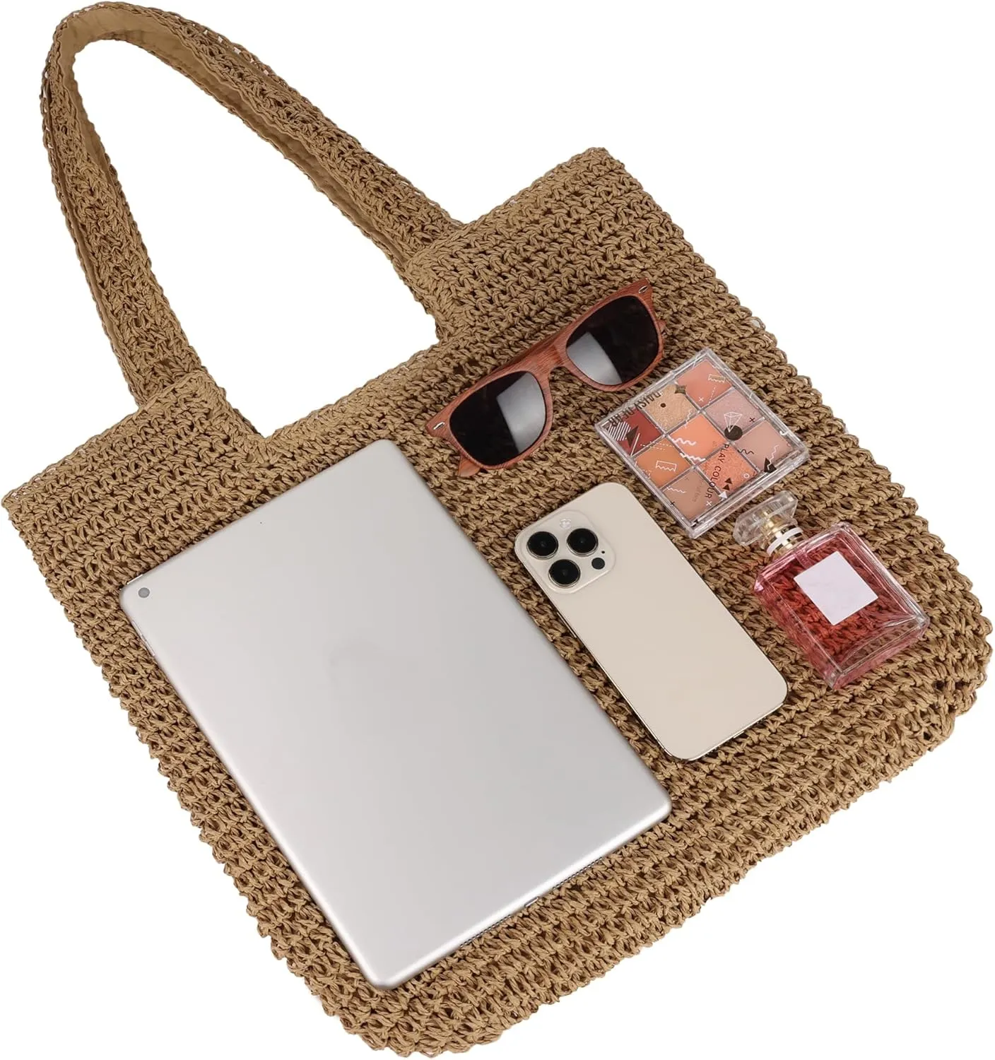Women Large Straw Beach Bag Handmade Woven Shoulder Bags Hobo Tote Handbag Purse for Summer