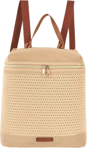 Women Medium Straw Handmade Woven Backpack Casual Daypack Shoulders Bag