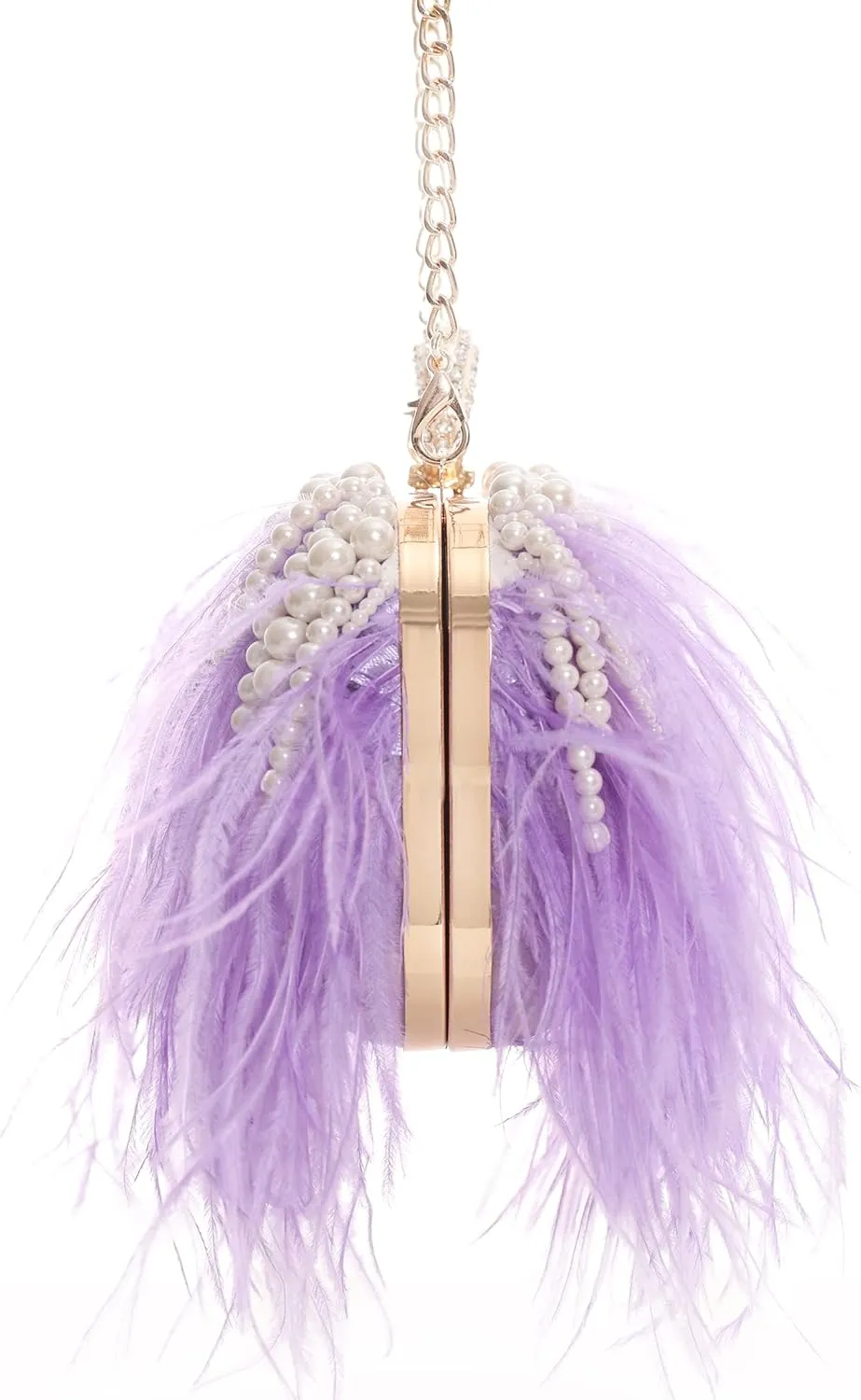 Women Real Natural Ostrich Feather Evening Bags Purses Clutch Vintage Banquet Handbag