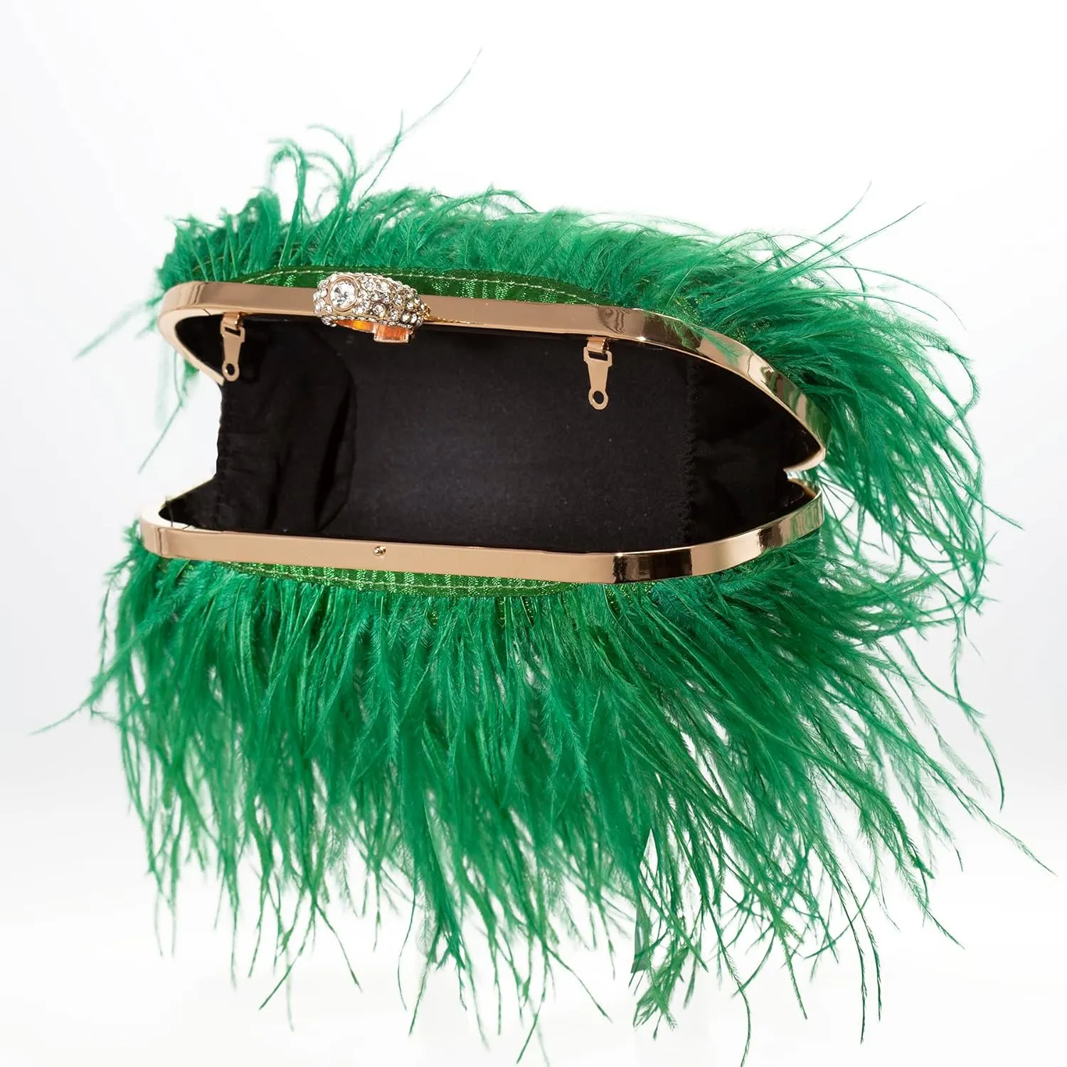 Women Real Natural Ostrich Feather Evening Bags Purses Clutch Vintage Banquet Handbag
