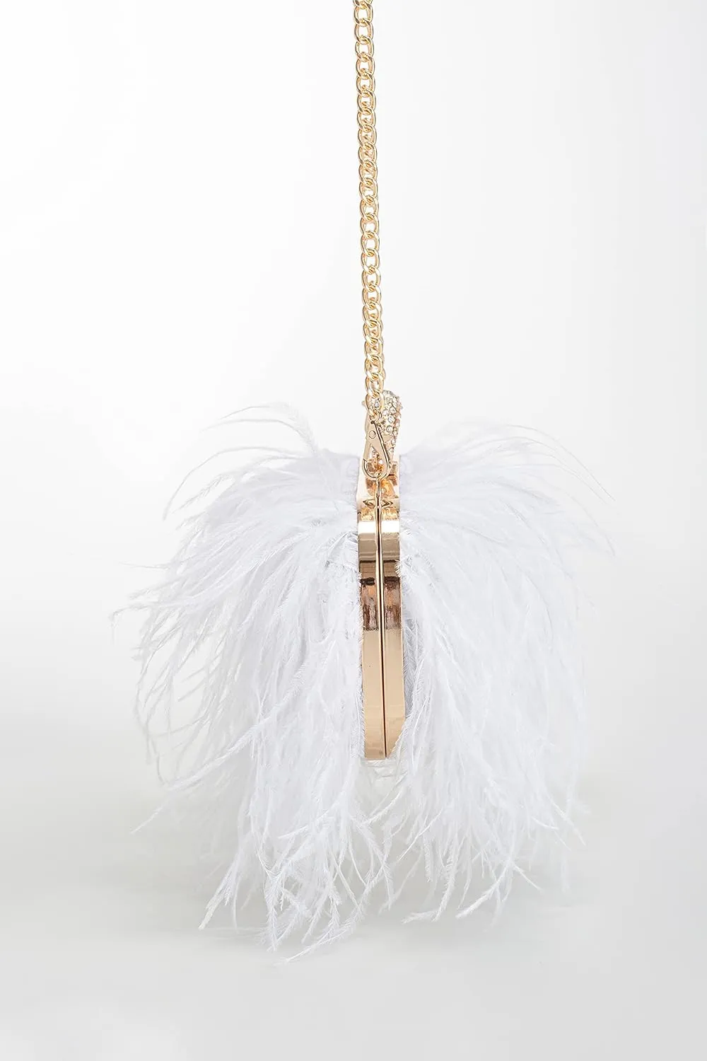 Women Real Natural Ostrich Feather Evening Bags Purses Clutch Vintage Banquet Handbag