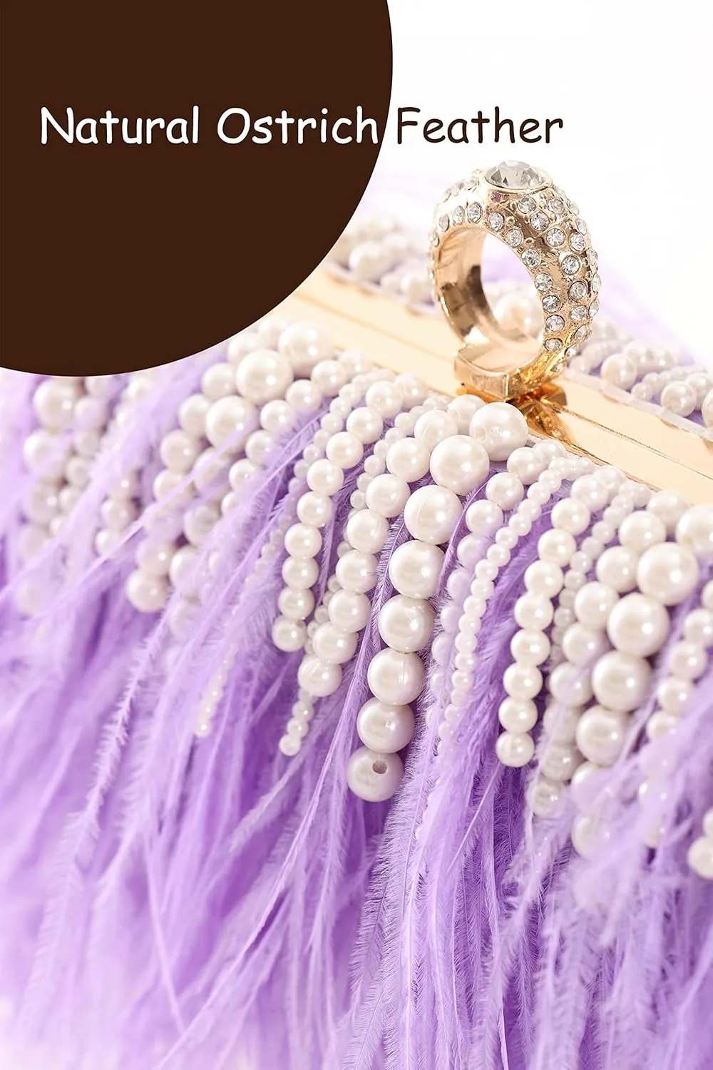 Women Real Natural Ostrich Feather Evening Bags Purses Clutch Vintage Banquet Handbag