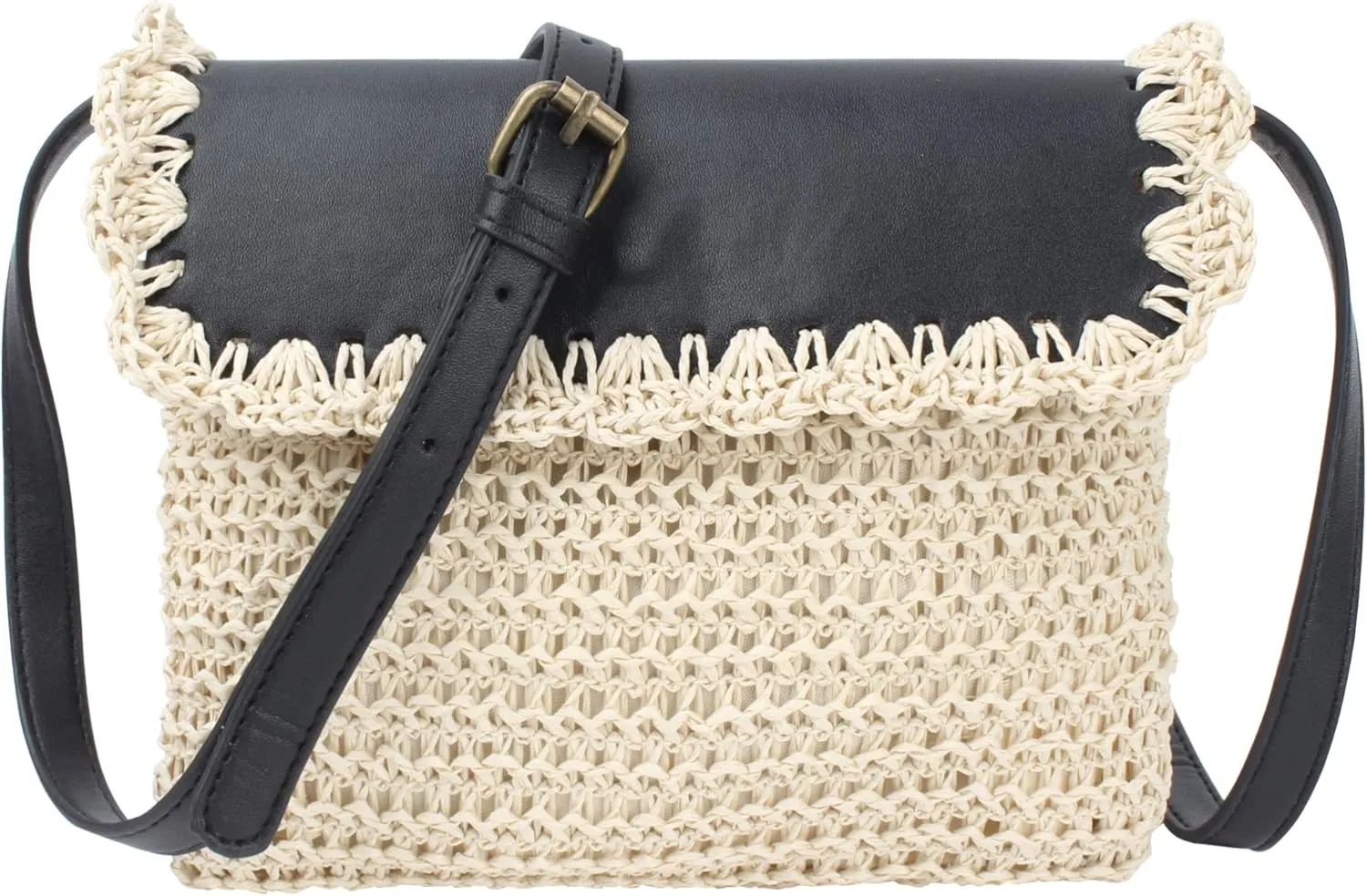 Women Small Straw Woven Cross-body Shoulder Bag Bohemian Handbag Purse