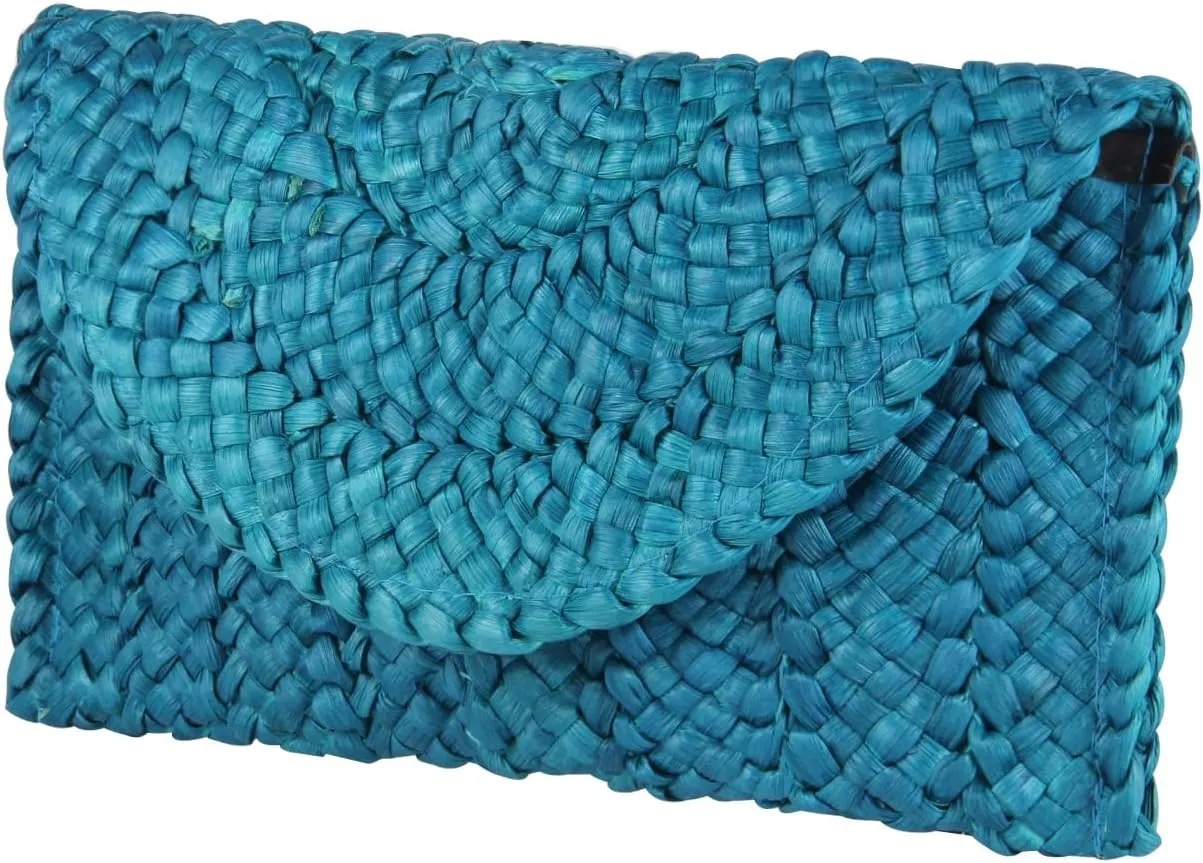 Women Straw Clutch Purse Handbag Straw Shoulder Bag Summer Beach Bag Woven Bag Envelope Purse Wallet