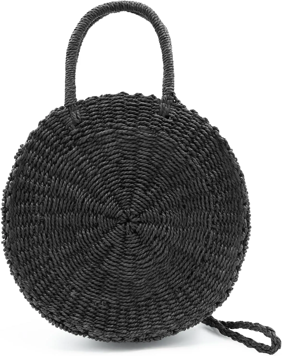Women Straw Summer Beach Bag Handwoven Round Rattan Bag Cross Body Bag Shoulder Messenger Satchel