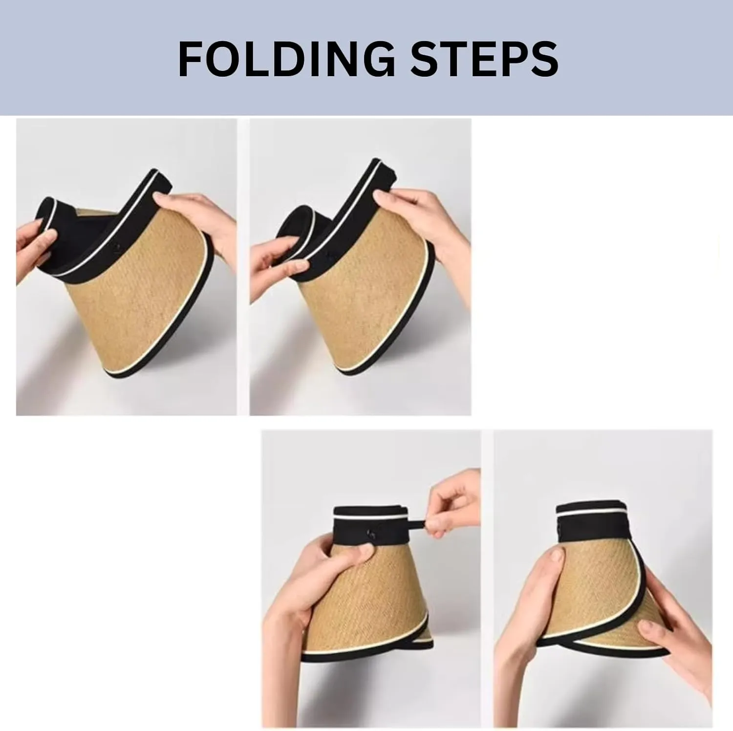 Women Straw Sun Visor Hat Wide Brim Ponytail Beach Hat Foldable with UPF 80  UV Protection Travel