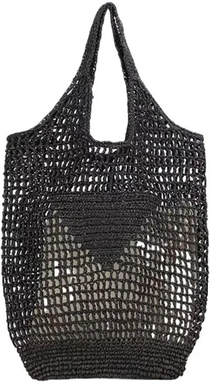 Women Straw Woven Tote Bag, Mesh Hollow Woven Beach Bag, Large Travel Shoulder Handbags Hobo Bag