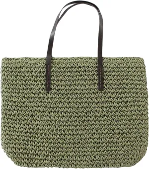 Women Straw Woven Tote Large Beach Handmade Weaving Shoulder Bag Purse Straw Handbag
