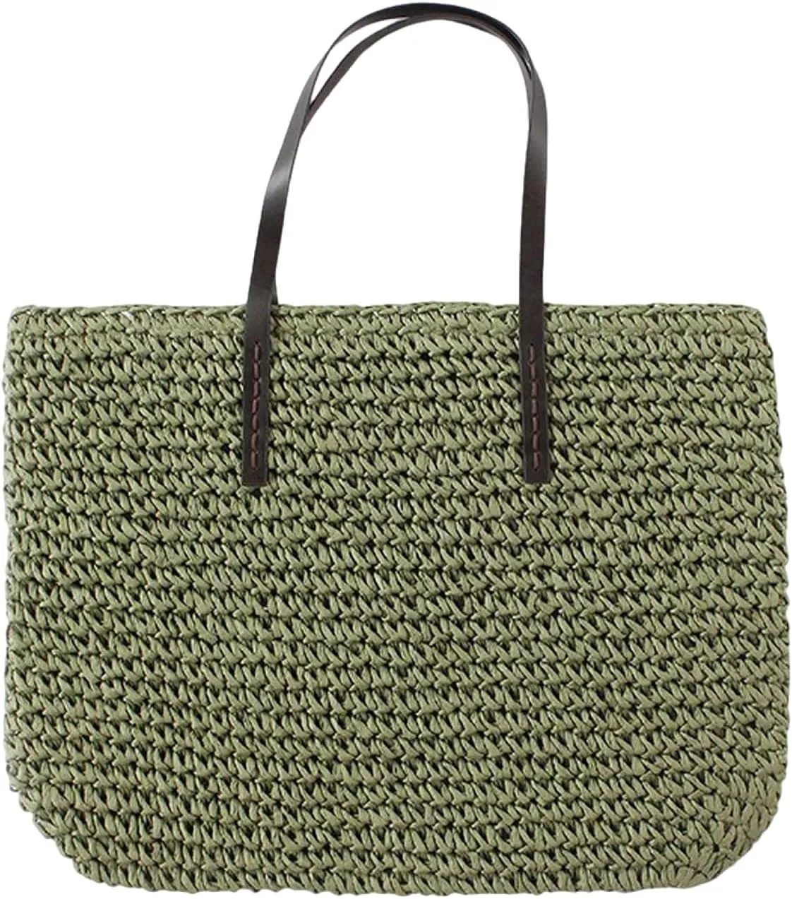 Women Straw Woven Tote Large Beach Handmade Weaving Shoulder Bag Purse Straw Handbag